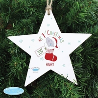 Tiny Tatty Teddy My 1st Christmas Stocking Wooden Star Decoration