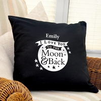 To the Moon and Back...Black Cushion Cover