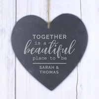 Together Large Slate Heart Decoration
