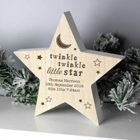 Twinkle Twinkle Rustic Wooden Star Decoration