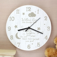 Twinkle Twinkle Shabby Chic Large Wooden Clock