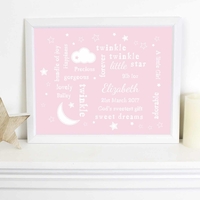 Twinkle Twinkle Typography Pink Poster Frame