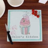 Vintage Pastel Cupcake Glass Chopping Board
