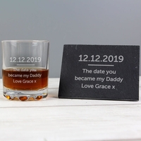 Whisky Tumbler & Slate Coaster Set