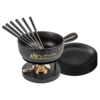 Kuhn Rikon - Cheese Fondue Set Alpine panorama black 23cm with plates