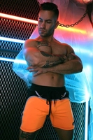 Breedwell Akira Reflector Shorts - Orange Futuristic Nylon L