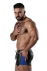 Locker Gear Leatherette 2 Way Zipper Leatherette Short - Blue Striped Polyester M