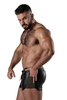 Locker Gear Leatherette 2 Way Zipper Leatherette Short - Khaki Striped Polyester L