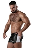 Locker Gear Leatherette 2 Way Zipper Leatherette Short - White Striped Polyester L