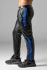 Locker Gear Leatherette Cargo Pants with Rear Zip - Blue Striped Polyester L
