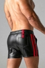 Locker Gear Leatherette Double Striped Shorts - Red Striped Polyester 2XL