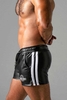 Locker Gear Leatherette Double Striped Shorts - White Striped Polyester M