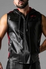Locker Gear Leatherette Sleeveless Hoodie - Red Striped Polyester M