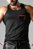 Locker Gear Mesh Sleeveless Vest - Red Striped Nylon L