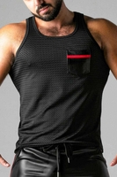 Locker Gear Mesh Sleeveless Vest - Red Striped Nylon L