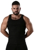 Locker Gear Ribbed Cotton Tank Top - Black Striped Cotton L
