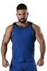 Locker Gear Ribbed Cotton Tank Top - Blue Striped Cotton L