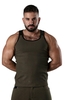 Locker Gear Ribbed Cotton Tank Top - Khaki Striped Cotton L