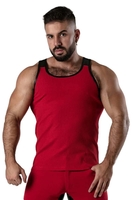 Locker Gear Ribbed Cotton Tank Top - Red Striped Cotton 3XL