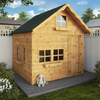 7 x 7 Mercia 2 Storey Swiss Cottage Kids Wooden Playhouse (2.1m x 2.1m)