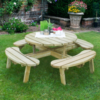 Forest Circular Wooden Garden Picnic Table 6