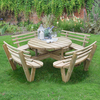 Forest Circular Wooden Garden Picnic Table with Seat Backs 8