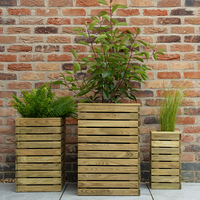 Forest Contemporary Slatted Wooden Garden Planter - Set of 3
