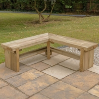 Forest Double Sleeper Corner Wooden Garden Bench 3