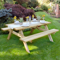 Forest Large Rectangular Wooden Garden Picnic Table 6