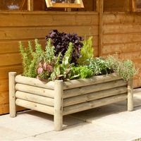 Forest Raised Log Wooden Garden Planter 3
