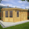 Mercia 5m x 3m Corner Log Cabin Plus Side Shed (28mm) â Double Glazed