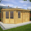 Mercia 5m x 3m Corner Log Cabin Plus Side Shed (34mm) â Double Glazed