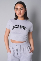 Kaiia Sport Baby Tee Grey Marl UK 10