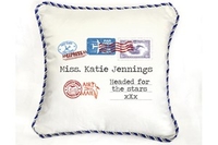 Personalised Airmail Cushion - Headed for the Stars