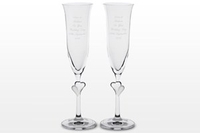Personalised Glass Heart Stem Flutes