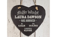 Personalised New Baby Slate Heart Keepsake