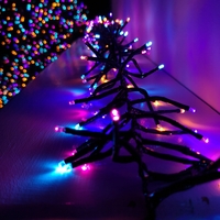1152 LED 6.7m Premier Compact Cluster Brights Indoor Outdoor Christmas Multi Function Mains Operated Lights in Rainbow