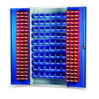 Barton Storage Barton Topstore 013074 Louvre Panel Cabinet (120 Red and 60 Blue Bins)