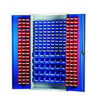 Barton Storage Barton Topstore 013078 Louvre Panel Cabinet (120 Red and 110 Blue Bins)