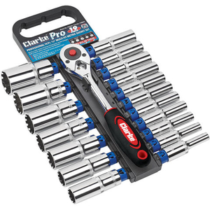 Clarke Clarke PRO244 19 Piece 1/2" Drive Deep Multi-Fit Metric Socket Set