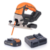 Evolution EXT Evolution Cordless Jigsaw 18V Li-Ion EXT & Multi-Material Blades - R90JGS-Li with 2Ah Battery & Rapid Charger