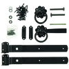 Forest Forest Ring Gate Latch Set - Black Zinc Coated