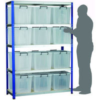 Machine Mart Xtra Barton Storage Eco-Rax Shelving Unit With Twelve 40 Litre Storemaster Containers