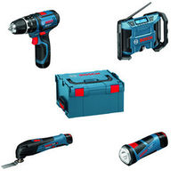 Machine Mart Xtra Bosch 10.8V Professional 4 Piece Kit with 3 Batteries & L-BOXX
