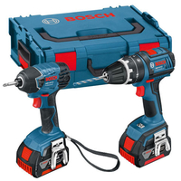 Machine Mart Xtra Bosch GSB/GDR 18 V-LI Professional Cordless 18V Tool Twin Pack,  Batteries & L-BOXX