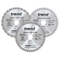 Trend Trend 190mm Circular Saw Blades Mixed Triple Pack 24T/40T/60T
