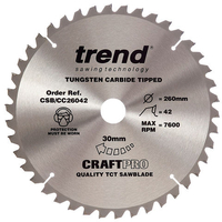 Trend Trend CSB/CC26042 Crosscut Craft Saw Blade 260x30mm 42T