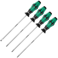 Wera Wera 335/350/355/4 Kraftform Plus LaserTip Long Screwdriver 200mm Set 4 Piece SL/PH/PZ