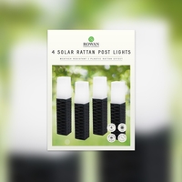 Solar Rattan Post Lights - 4 Pack
