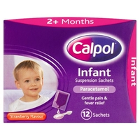 Calpol 2+ Months Strawberry Sachets 12 Pack